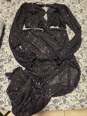 Luxxel Black Sequin Maxi Dress